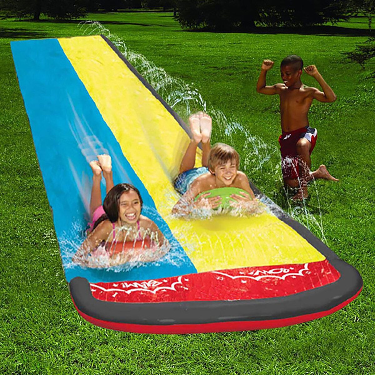Double /Single Single Dual Person Surf Water Slide Mat Lawn For Children Summer Pool Games Toys Backyard Outdoor Water Skater Double With Skateboard