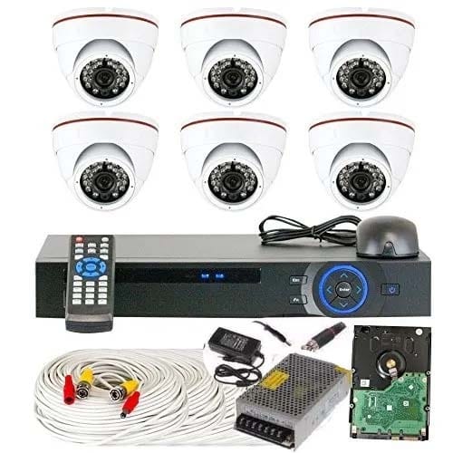 Complete Indoor Security 6 cctv Camera Kit + 8 Channel Dvr With 1 Tb HDD + Power Supply + Cables