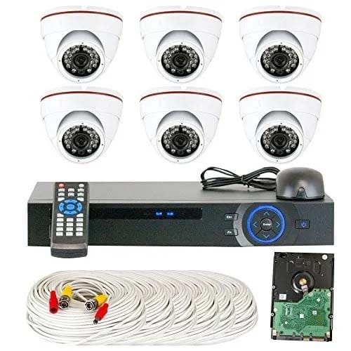 Complete Indoor Security 6 cctv Camera Kit + 8 Channel Dvr With 1 Tb HDD + Power Supply + Cables