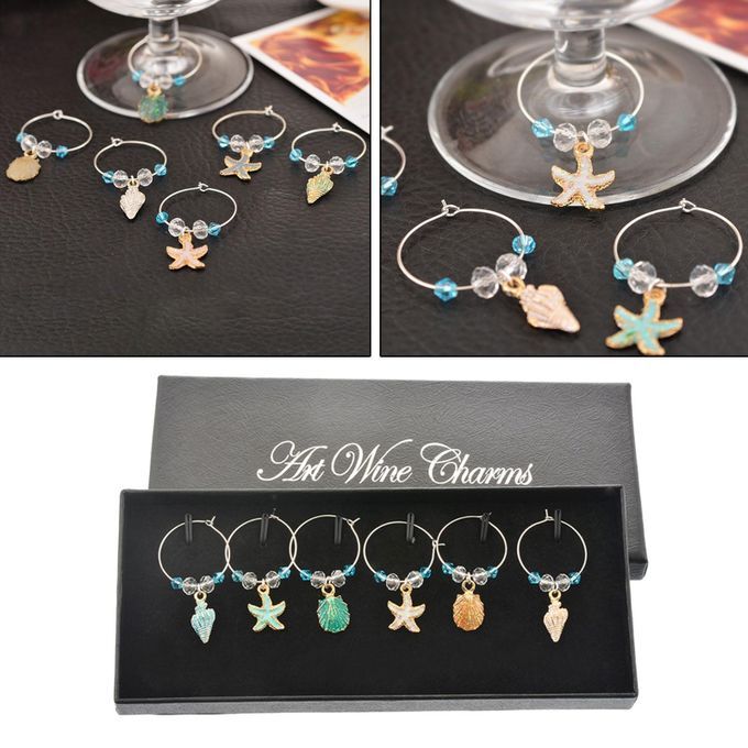 Cup Wine Glass Marker Metal Decor For Home New Year Colorful Shell