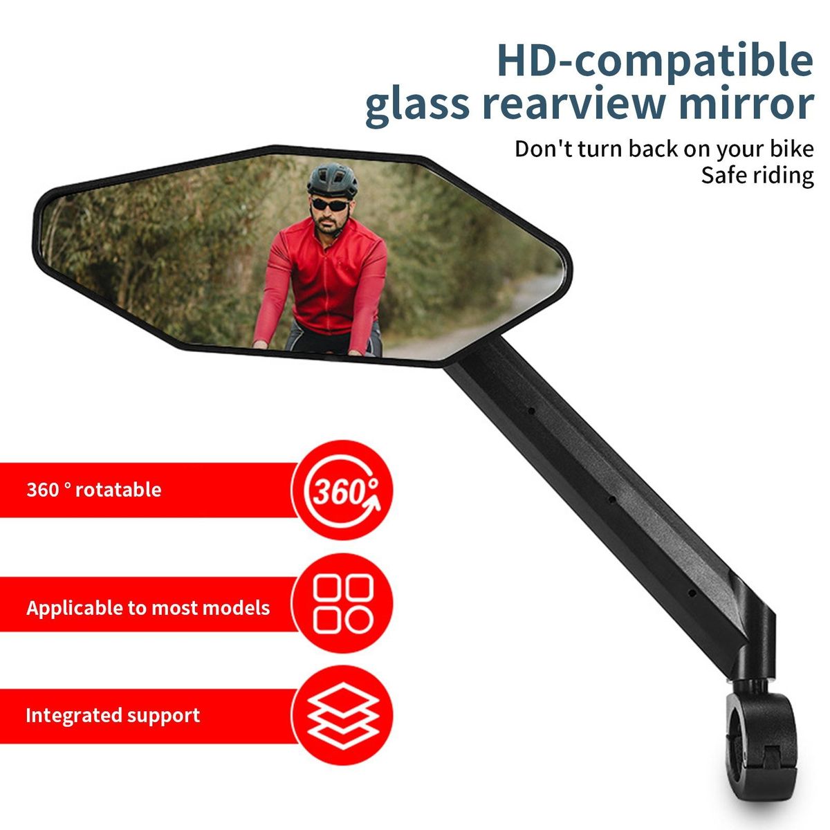 Handlebar Rearview Mirror Handlebar Mount Rear View Mirror Black