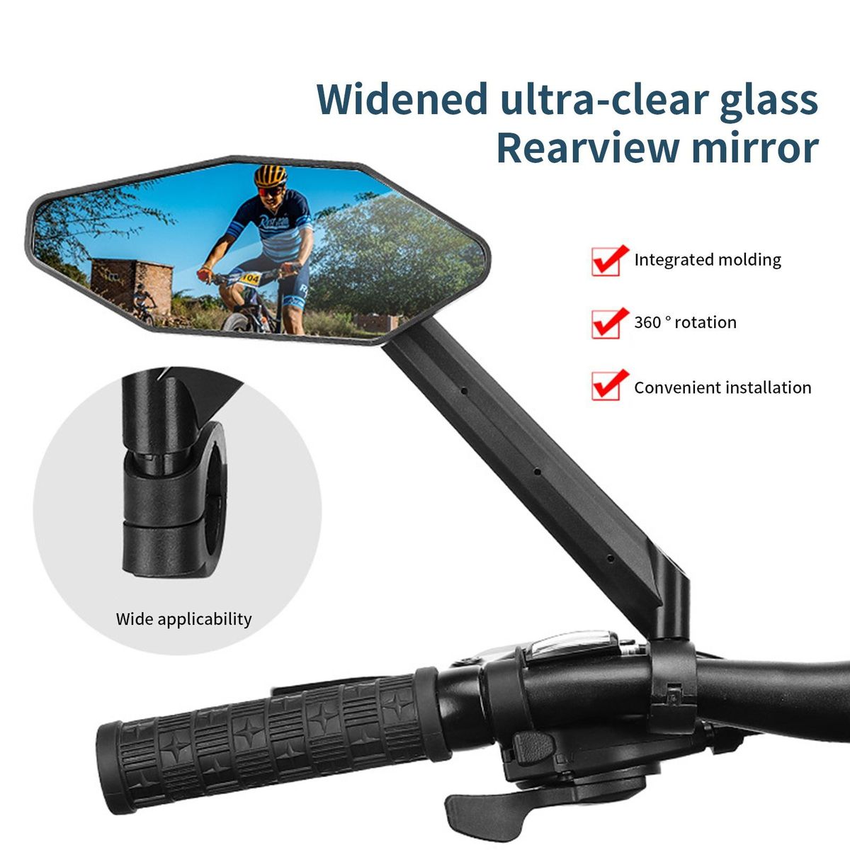 Handlebar Rearview Mirror Handlebar Mount Rear View Mirror Black
