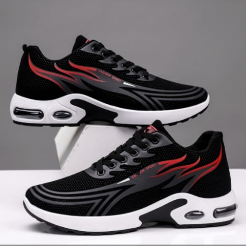 Men's Sneakers - Black & Red