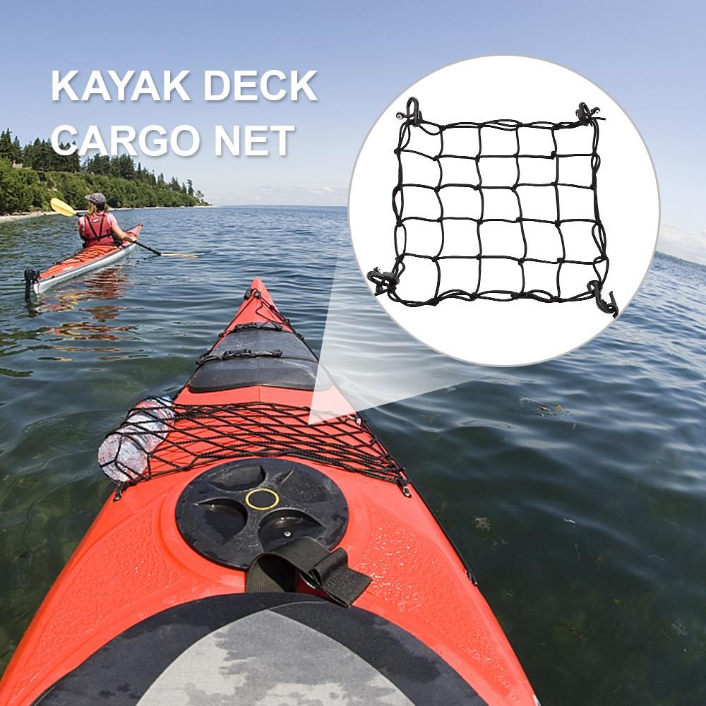 Kayak Deck Cargo Net with Hooks Pad Eye Board Bungee Net For Canoe Marine Boat Kayak Accessories