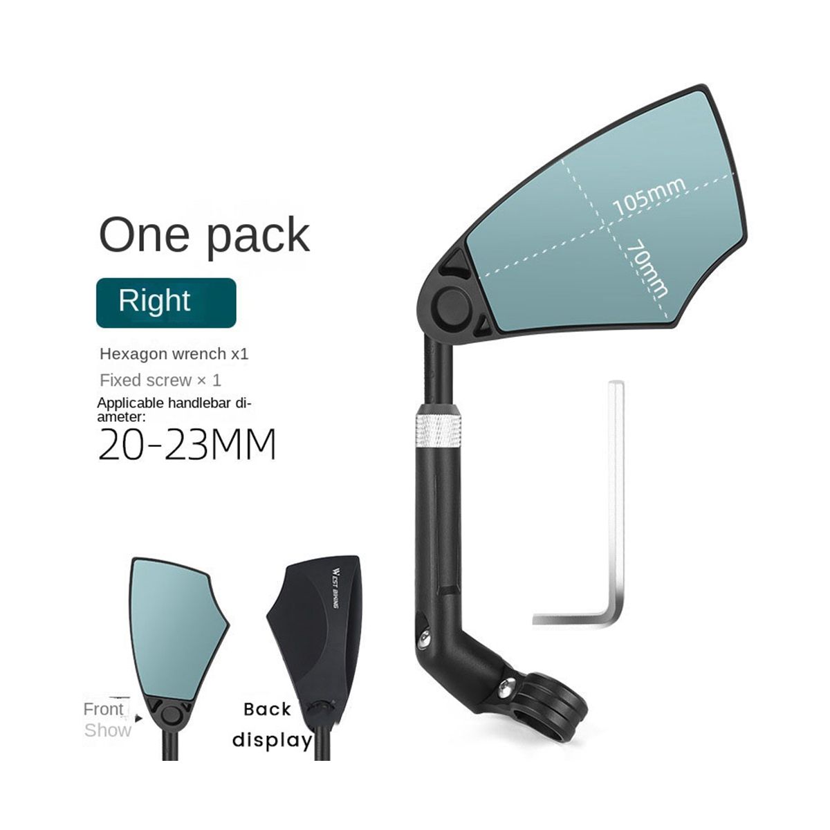 Telescopic Blue Glass Rear View Mirror Dual 360° Lens