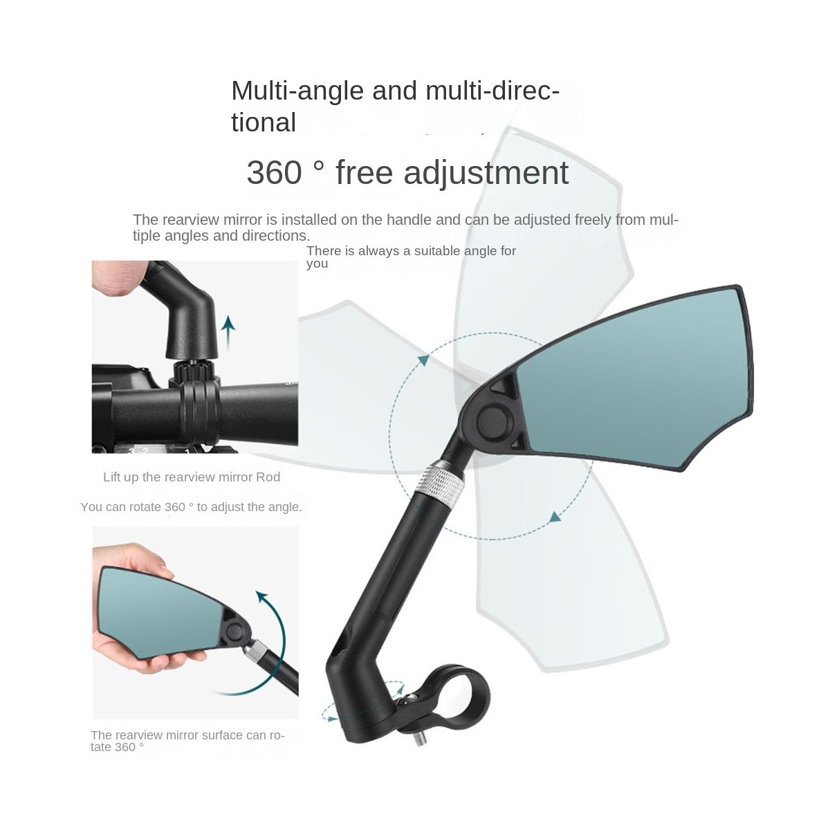 Telescopic Blue Glass Rear View Mirror Dual 360° Lens