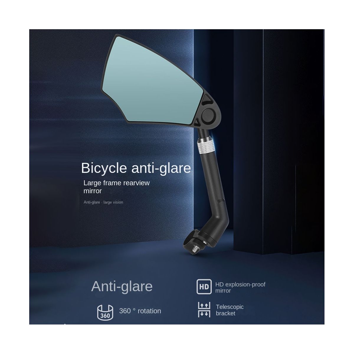 Telescopic Blue Glass Rear View Mirror Dual 360° Lens