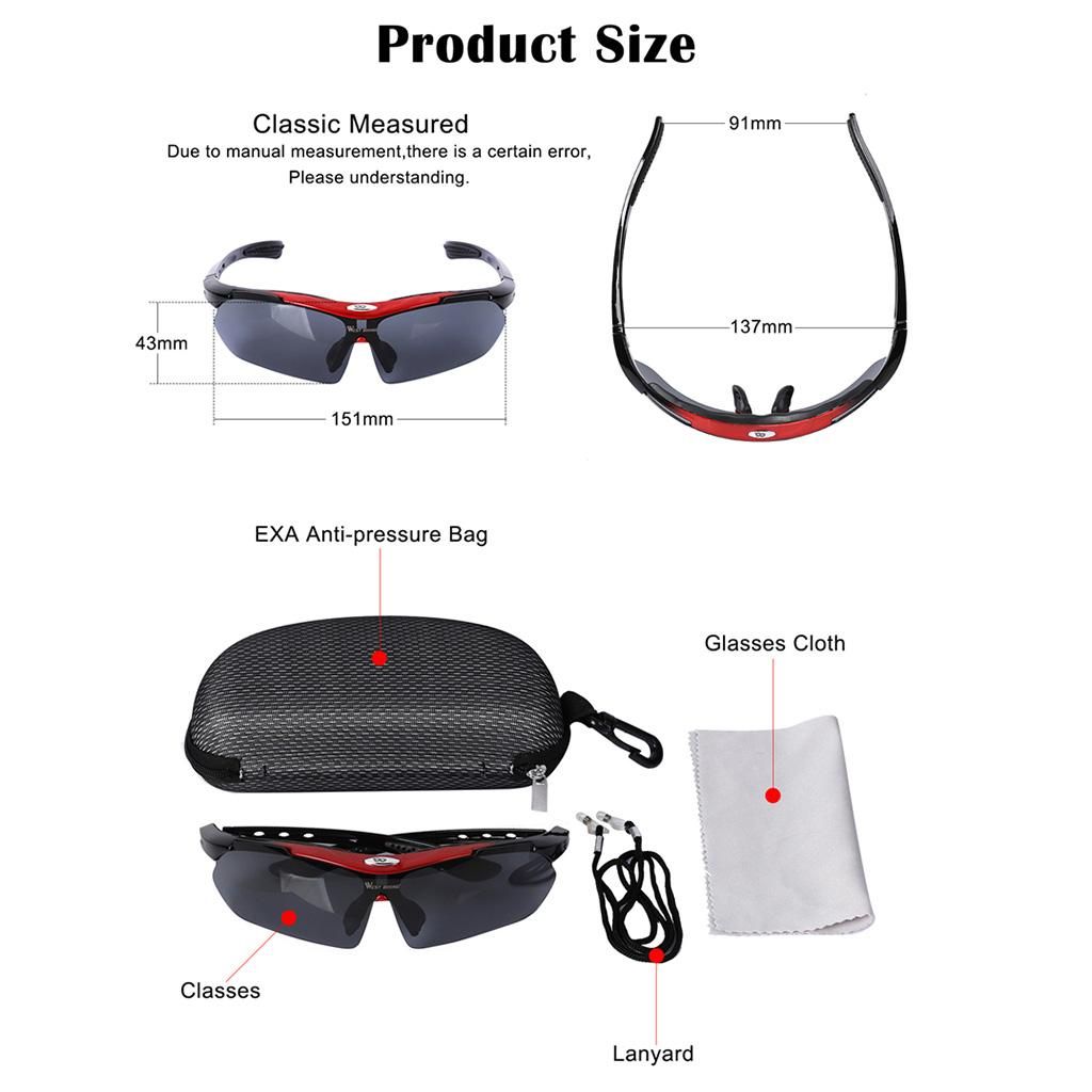 Cycling Driving Sunglasses Motorcycle  UV Glasses With Red