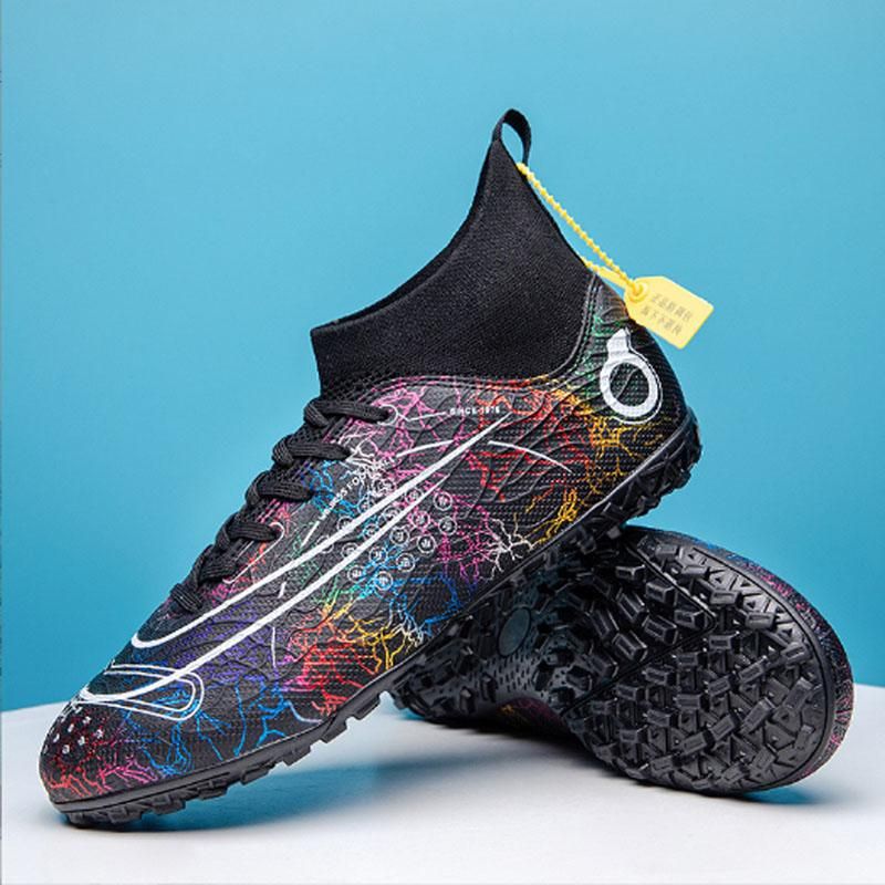 Fashion High Top Football Shoes Men's Women's Non Slip Running Shoes  - Black