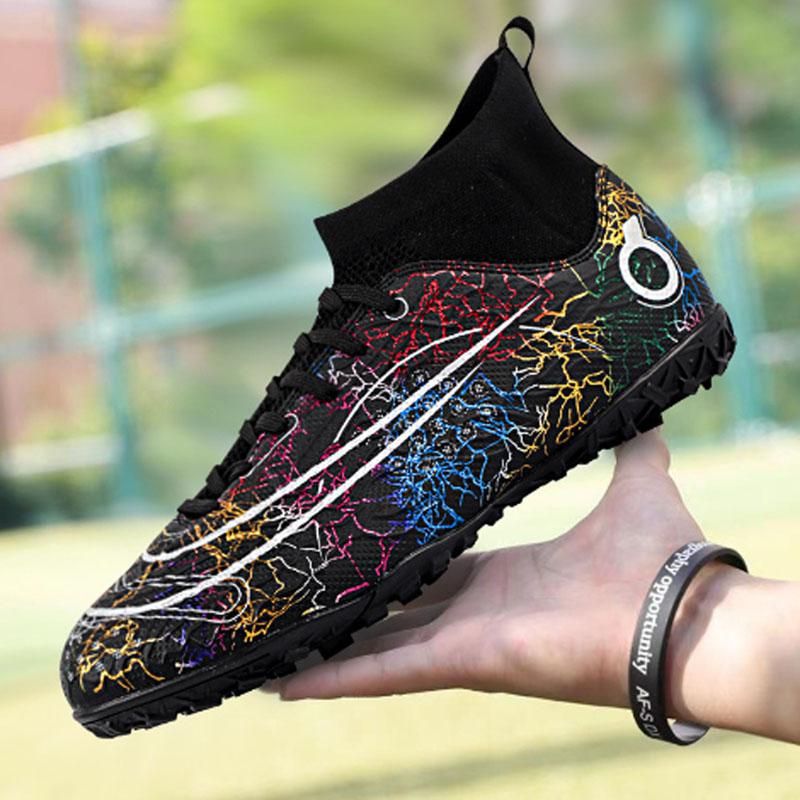 Fashion High Top Football Shoes Men's Women's Non Slip Running Shoes  - Black