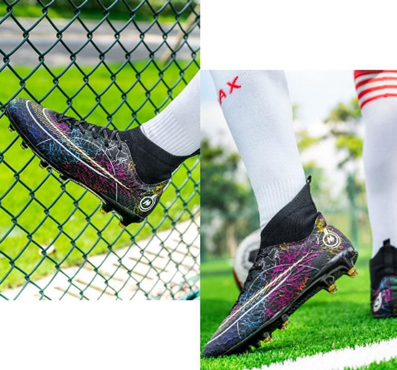 Fashion High Top Football Shoes Men's Women's Non Slip Running Shoes  - Black