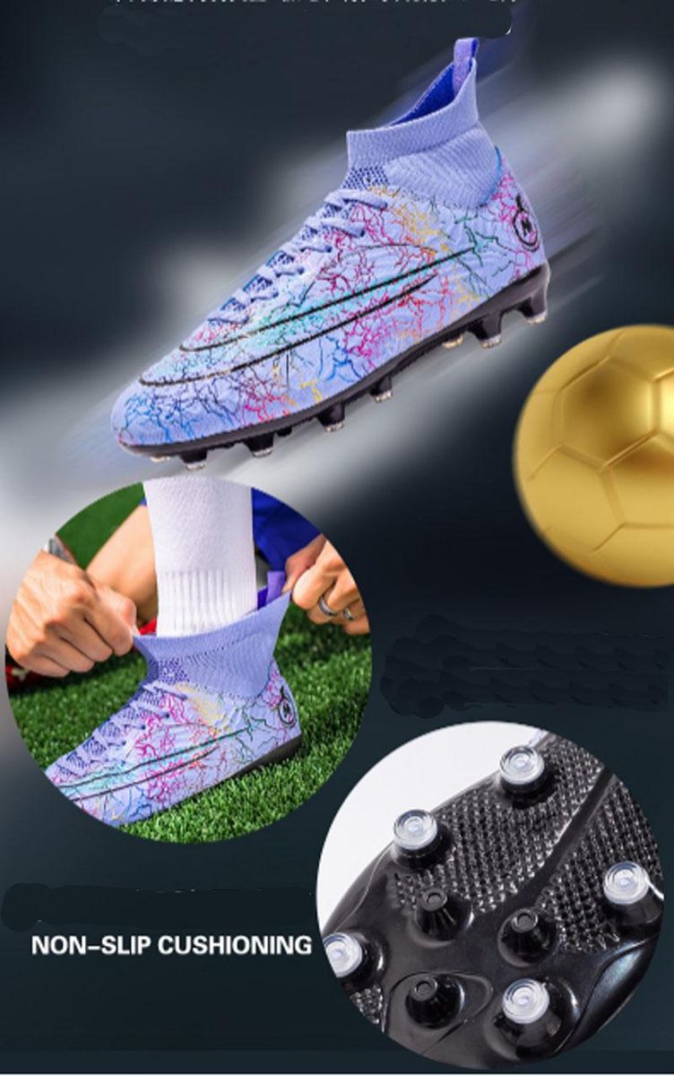 Fashion High Top Football Shoes Men's Women's Non Slip Running Shoes  - Black
