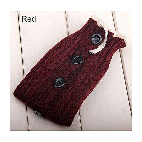 Winter Women's Open Weave Button Leg Warmer Boot Socks (Red)