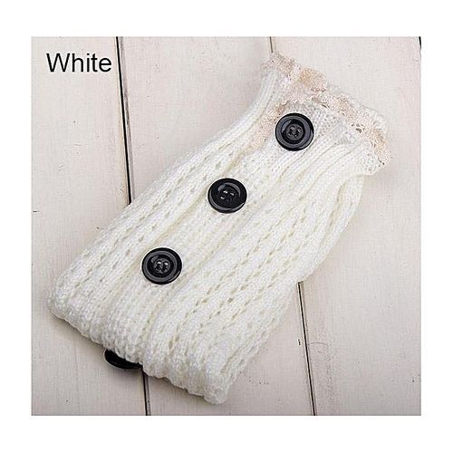 Winter Women's Open Weave Button Leg Warmer Boot Socks (Red)