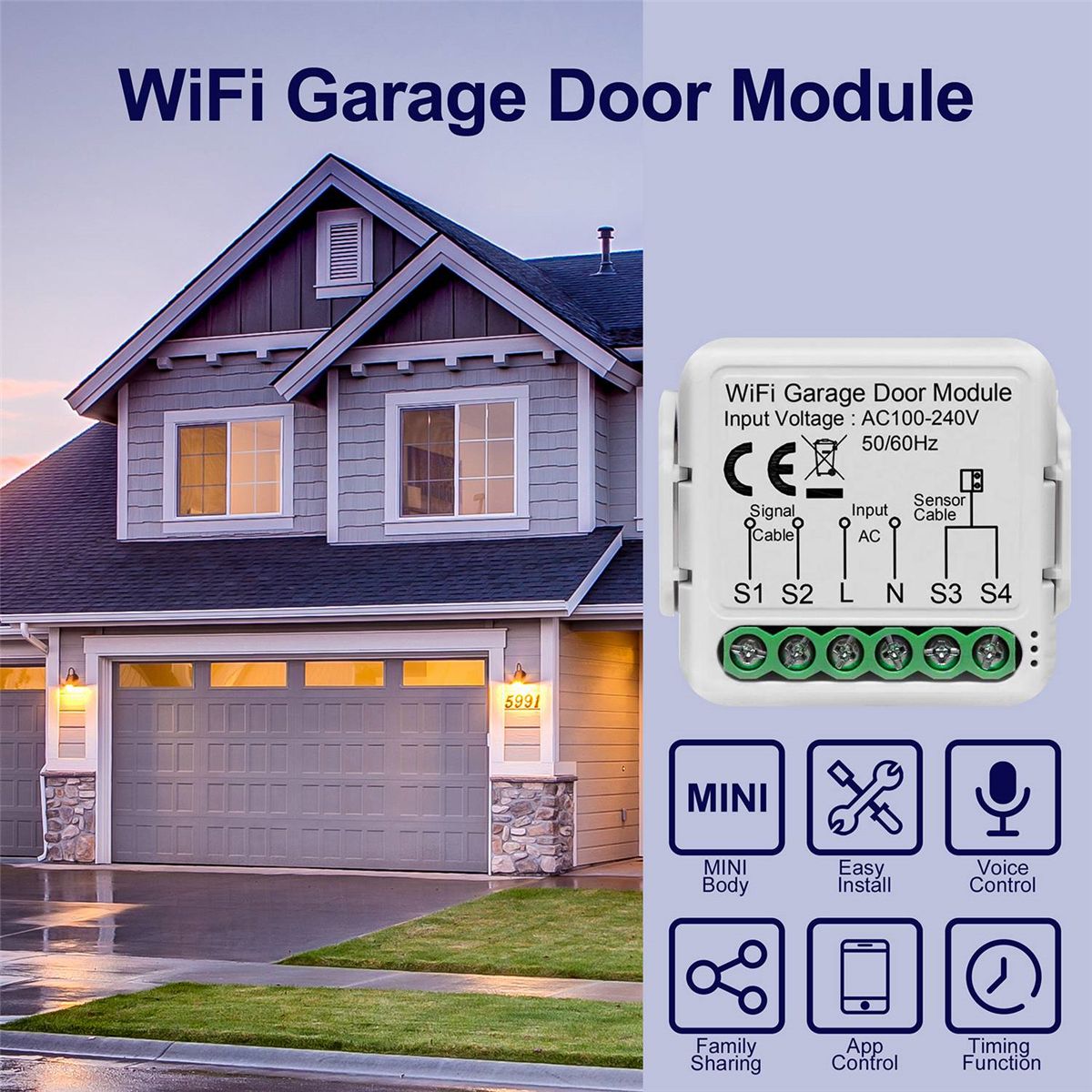 Tuya Smart WiFi Garage Door Switch Sensors Opener
