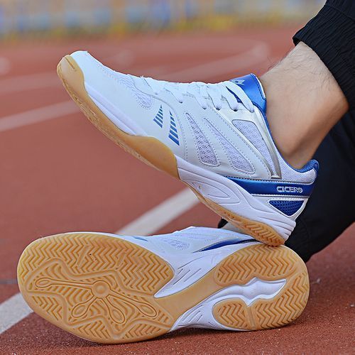 Breathable Athletic Running Shoes Men Mesh Badminton Shoes White