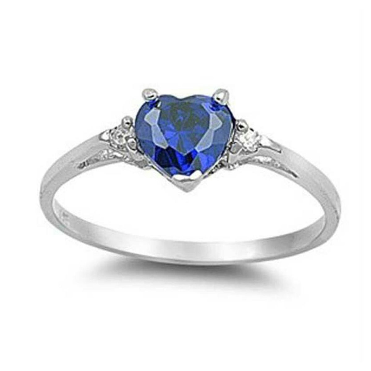 Finger Ring Ladies Fashion Love Heart Shape Engagement Ring Blue