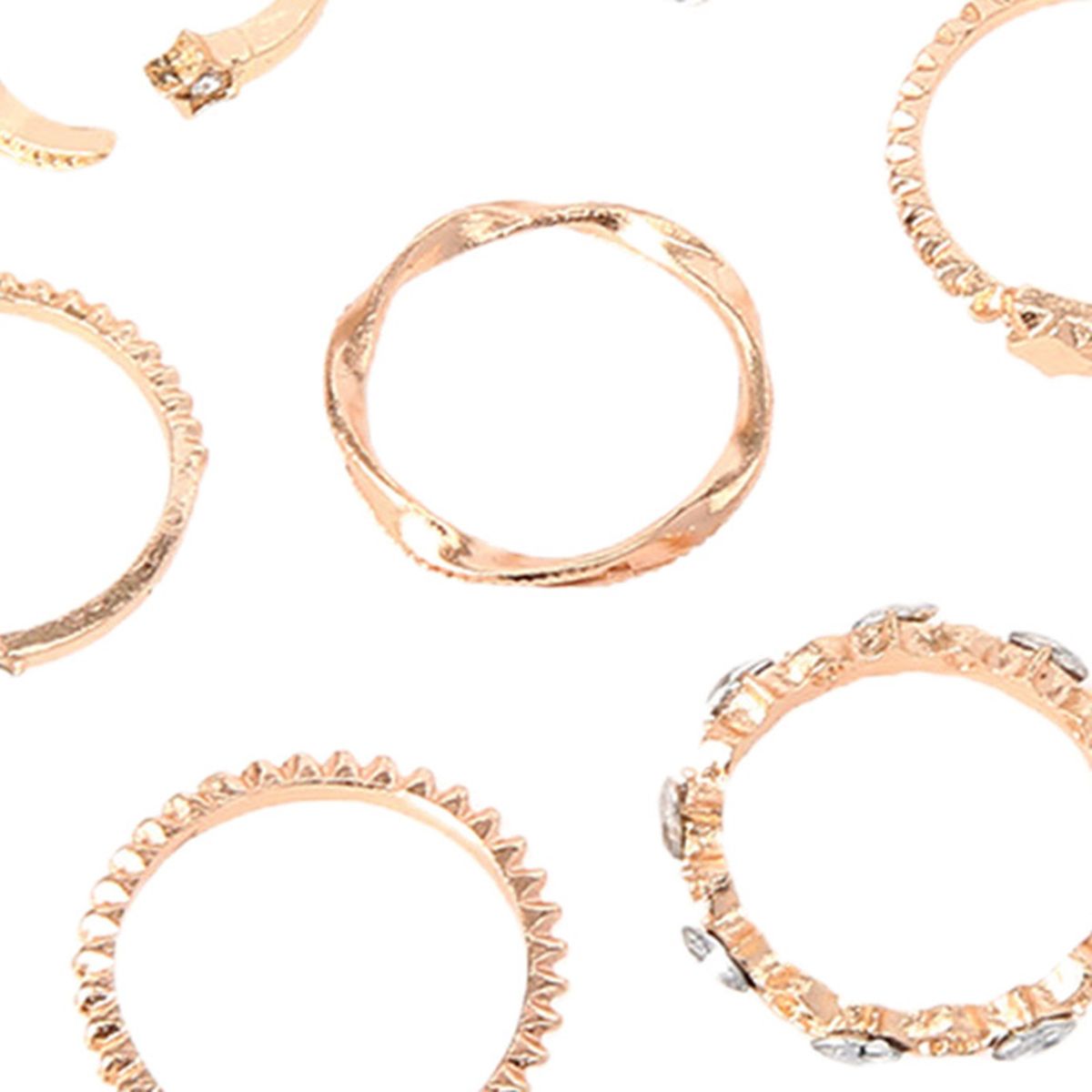 10Pcs Ladies Ring Ladies Trendy Different Shape Ring Golden