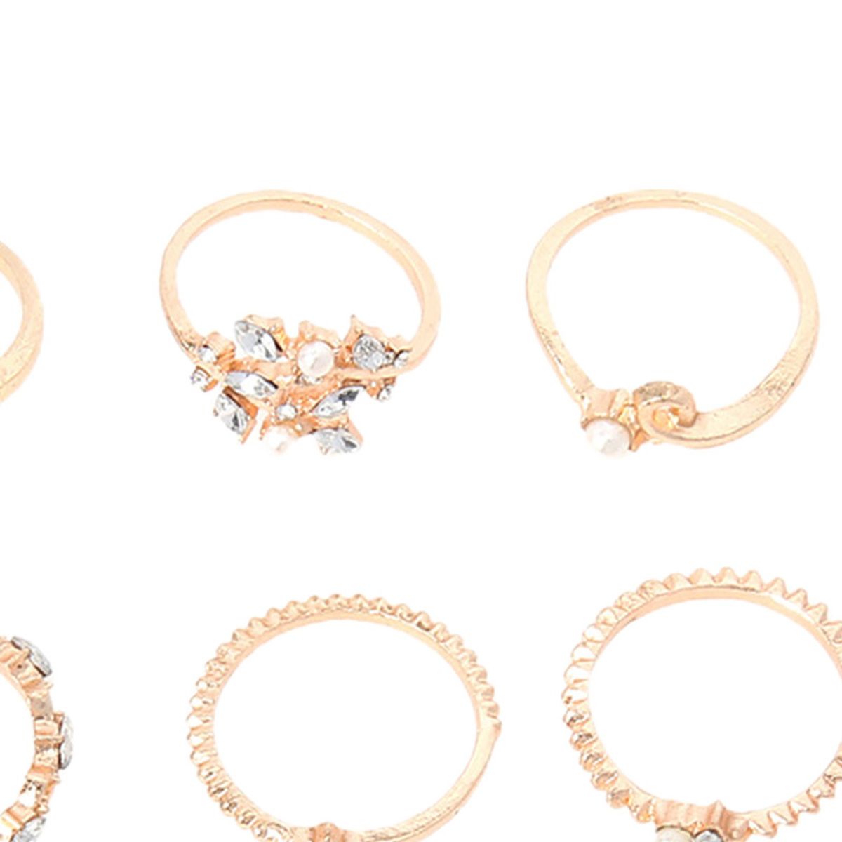 10Pcs Ladies Ring Ladies Trendy Different Shape Ring Golden