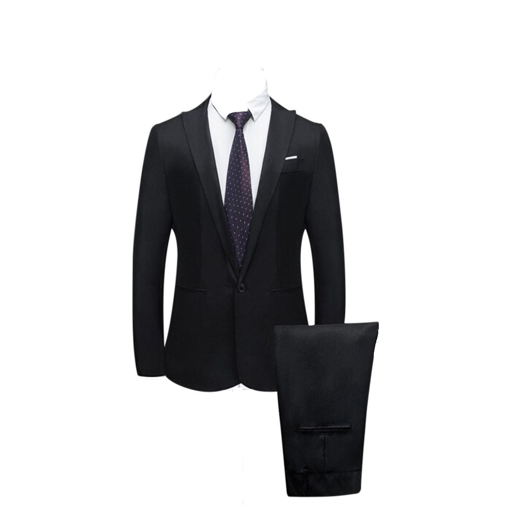 Men Suits Formal Business Wedding Suit Set / Male Blazers Jackets Pants Trousers Dress Waistcoat Black