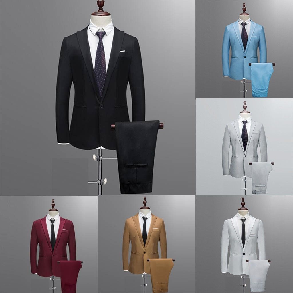 Men Suits Formal Business Wedding Suit Set / Male Blazers Jackets Pants Trousers Dress Waistcoat Black