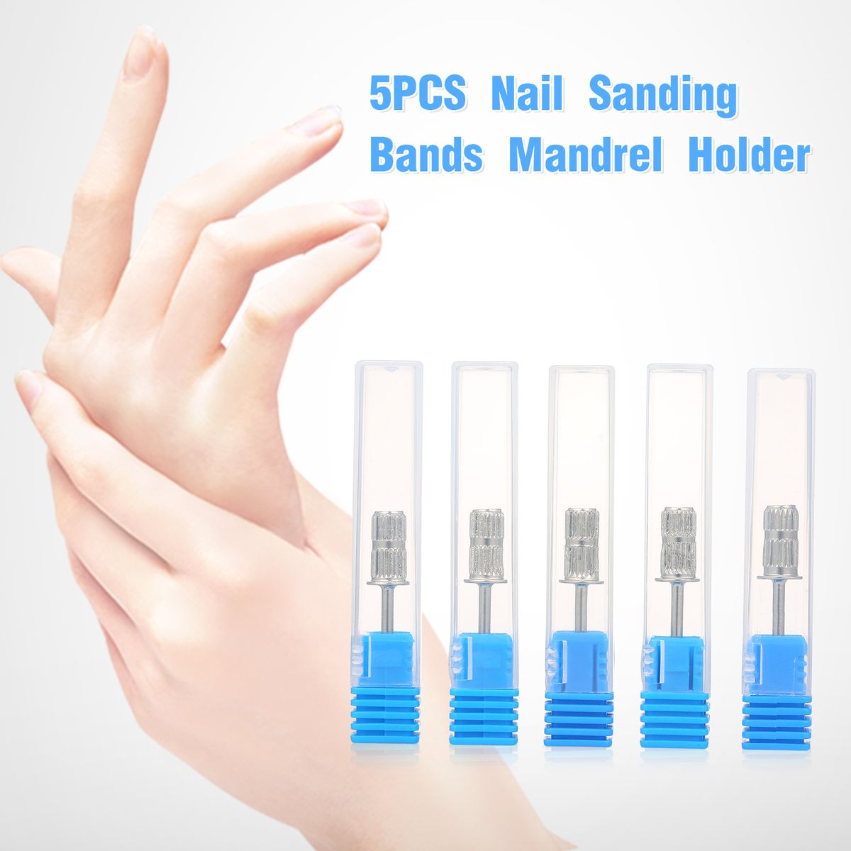 5PCS Nail Sanding Bands Mandrel Holder Emery Rod Nail