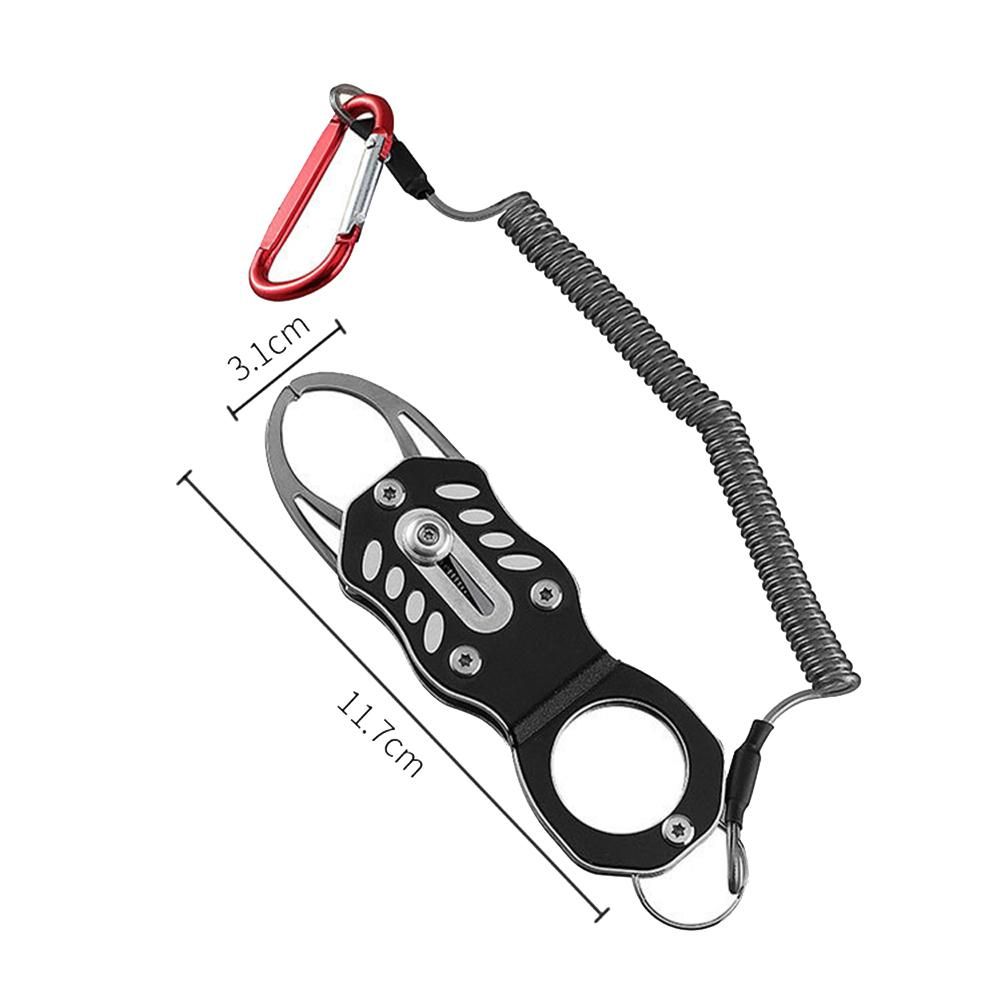 Portable Lock Fishing Tackle Lip Gripper Tool Aluminium Alloy Folding Fish Gripper Controller Tools Black