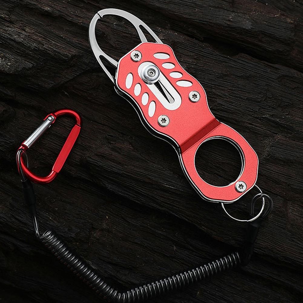 Portable Lock Fishing Tackle Lip Gripper Tool Aluminium Alloy Folding Fish Gripper Controller Tools Black