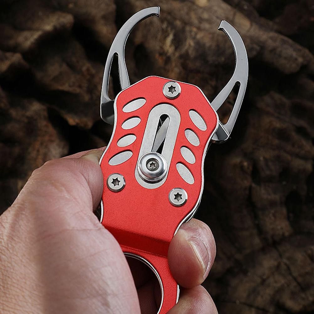 Portable Lock Fishing Tackle Lip Gripper Tool Aluminium Alloy Folding Fish Gripper Controller Tools Black
