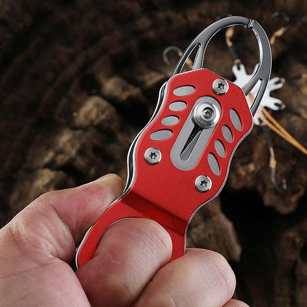 Portable Lock Fishing Tackle Lip Gripper Tool Aluminium Alloy Folding Fish Gripper Controller Tools Black