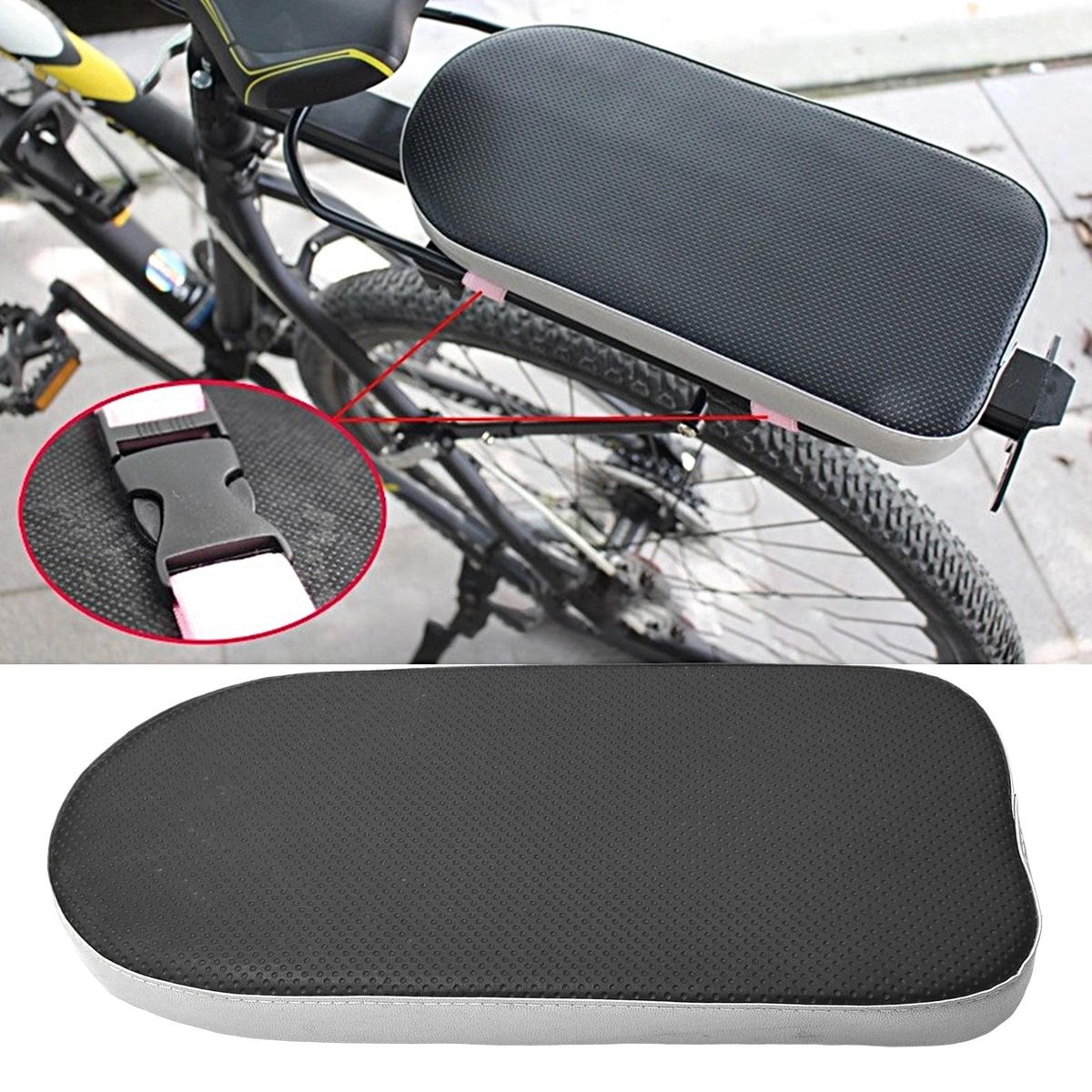 Bicycle Back Seat Cushion Buckles Bike Seat Plate Black