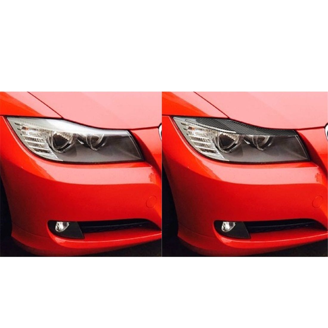 1 Pair Carbon Fiber Car Lamp Eyebrow Decorative Sticker For BMW E90 / 318i / 320i / 325i 2009-2012