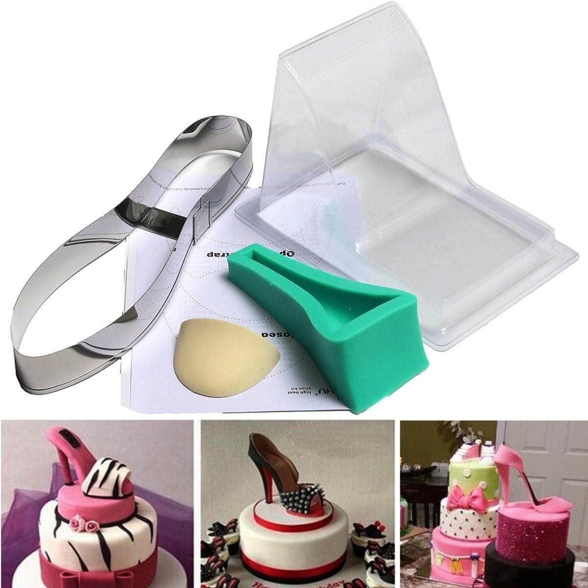 Large High Heel Shoe Mold Silicone Fondant Mould Wedding Cake Decorating DIY Kit