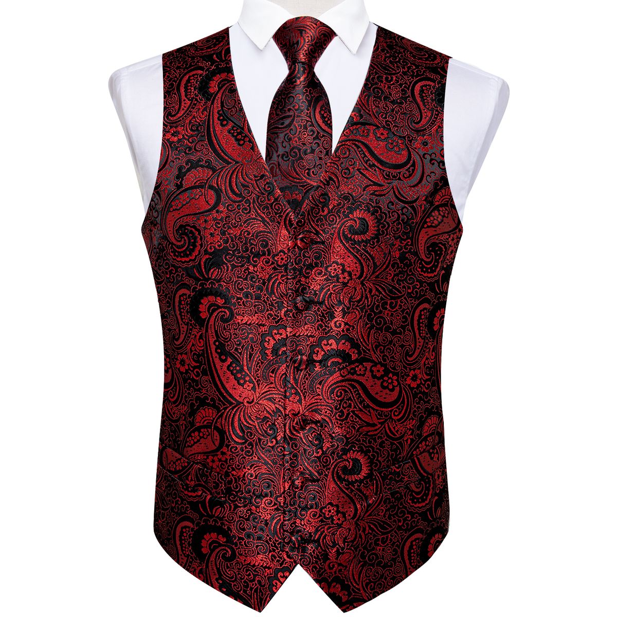 (MJ-0127)New Men's Silk Vests Formal Dress Suit Vest Tie Set For Wedding Male Satin Burgundy Red Waistcoat Sleeveless Jacket Casual Top WAR