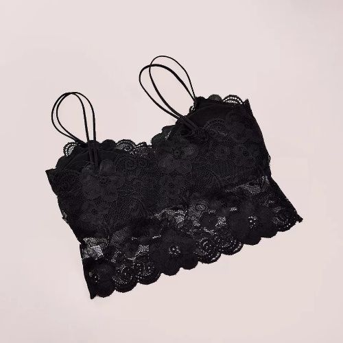 Ladies Lace Comfort Support Top Bra - Black