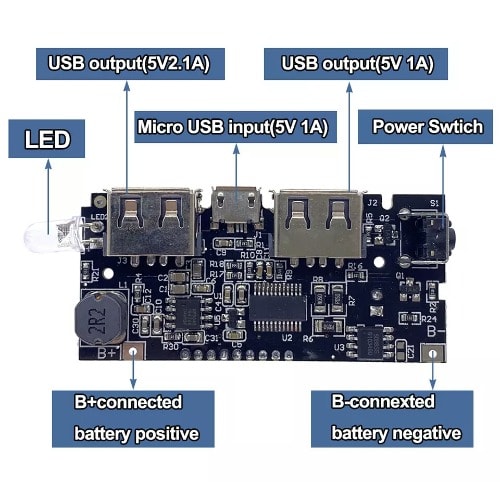 Dual USB 18650 Battery Charger Power Bank Module With LCD Screen