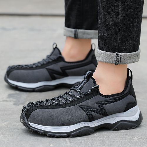 Mens Work Safety Steel Toe Slip-on Light Puncture-proof Shoe