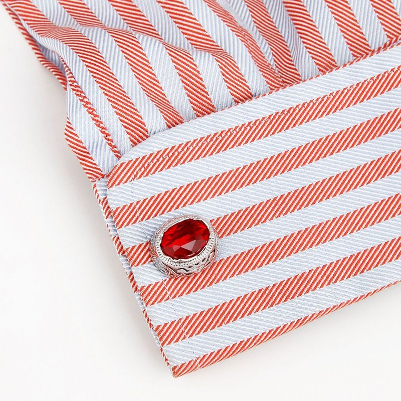 Men's Cufflinks High Quality Light Luxury Red Crystal Oval Shirt Sleeve Nails
