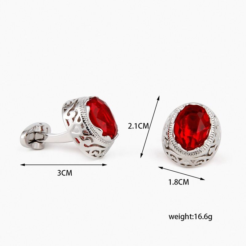 Men's Cufflinks High Quality Light Luxury Red Crystal Oval Shirt Sleeve Nails