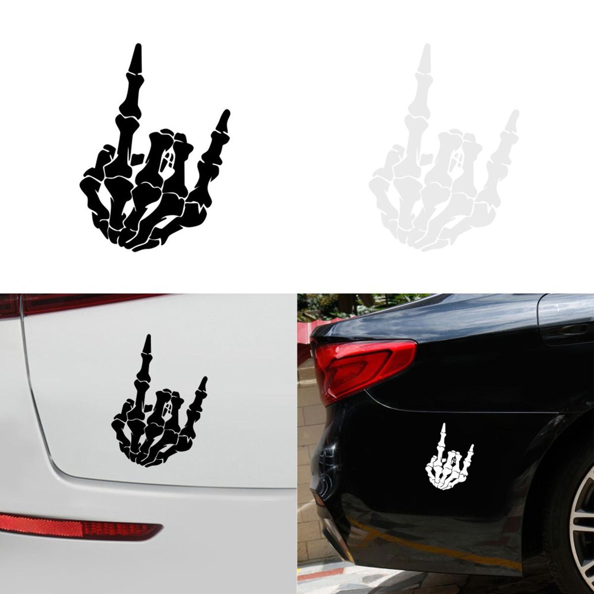 2 PCS Waterproof Skeleton Hand Sticker Vinyl Decal Window Bumper Sticker for Car Hood, Window, Truck, SUV