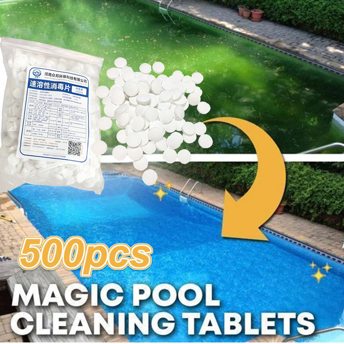 500pc Multifunctional Cleaning Chlorine Tablet For Hot Tub Swimming Pool Cleaner
