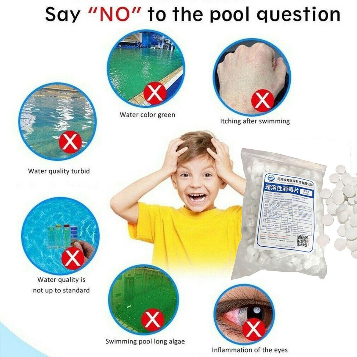 500pc Multifunctional Cleaning Chlorine Tablet For Hot Tub Swimming Pool Cleaner