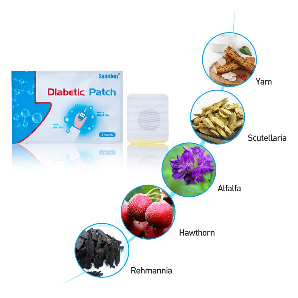 6pcs/bag Blood Diabetes K03201 Herbs Sumifun Glucose Diabetic Content Natural Plaster Stabilizes Sugar Balance Patch