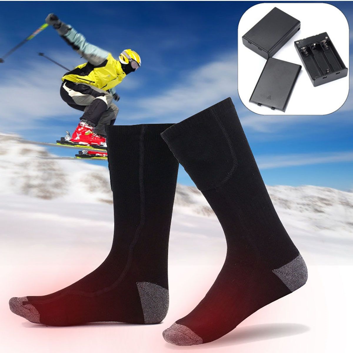 Electric Heated Cotton Socks Foot Warmer Winter Feet Thermal Sox Hunting
