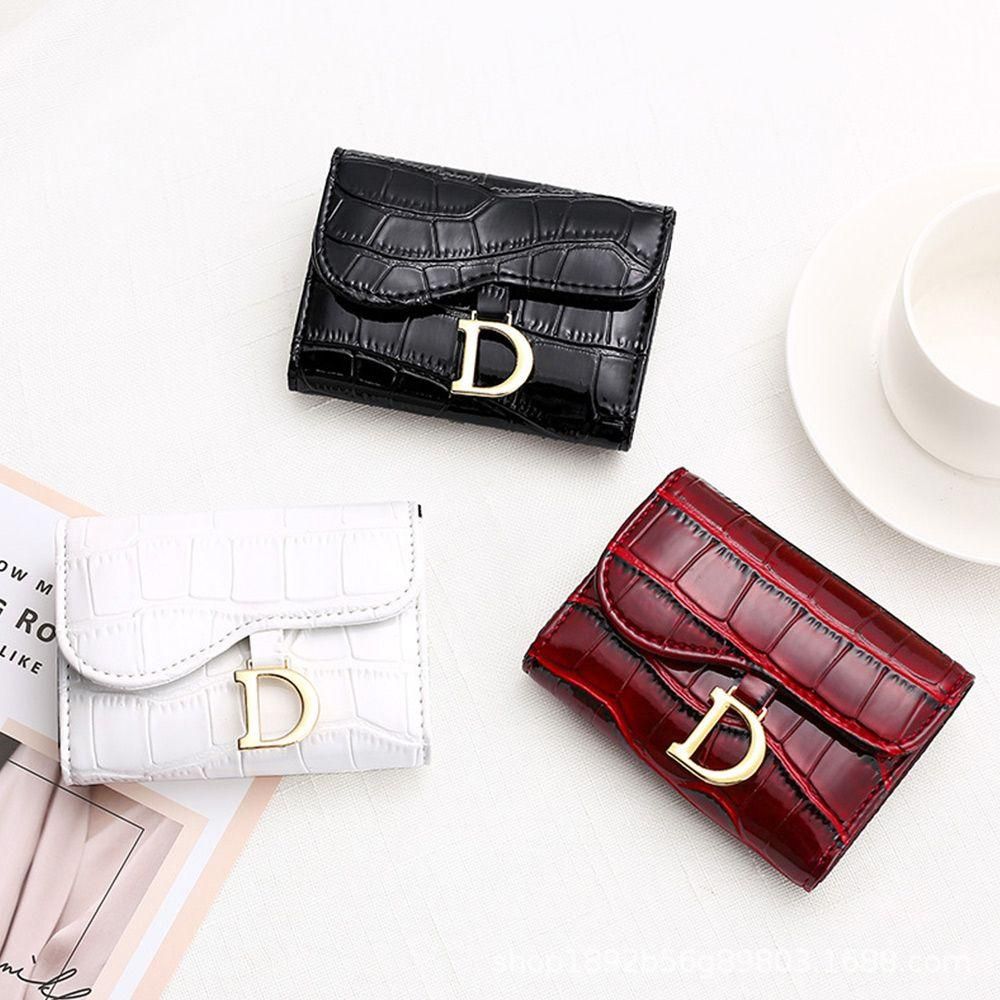 Fashion Women D Shape Button Mini Card Holder Short Wallet PU Wallet Multi-Card Card Holder Multi-functional Small Clutch Bag
