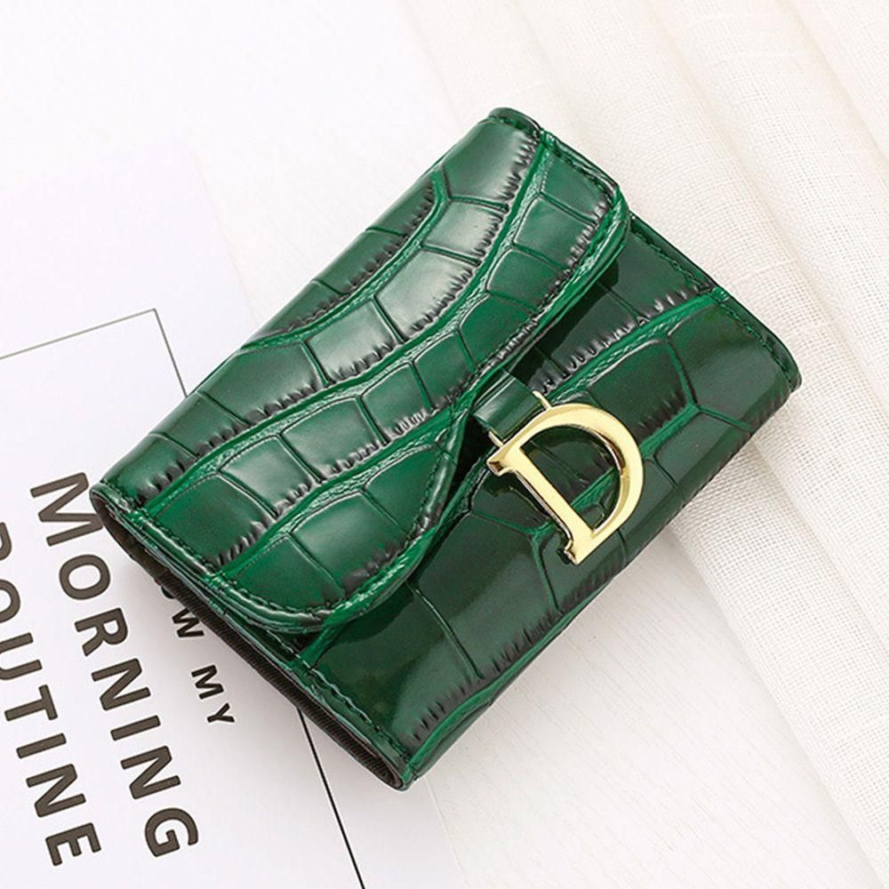 Fashion Women D Shape Button Mini Card Holder Short Wallet PU Wallet Multi-Card Card Holder Multi-functional Small Clutch Bag