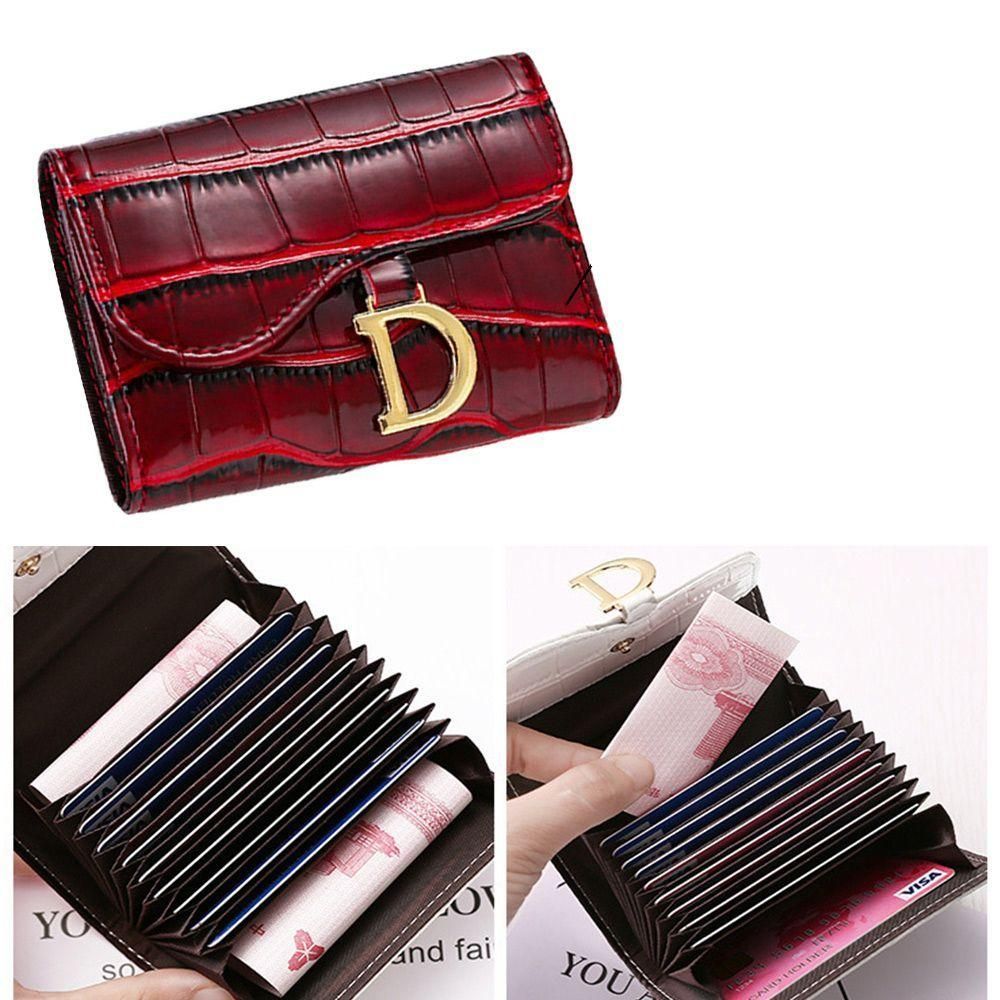 Fashion Women D Shape Button Mini Card Holder Short Wallet PU Wallet Multi-Card Card Holder Multi-functional Small Clutch Bag