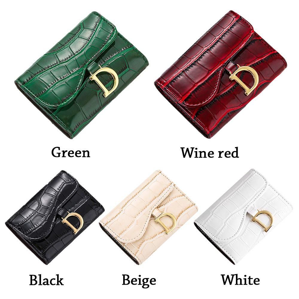 Fashion Women D Shape Button Mini Card Holder Short Wallet PU Wallet Multi-Card Card Holder Multi-functional Small Clutch Bag