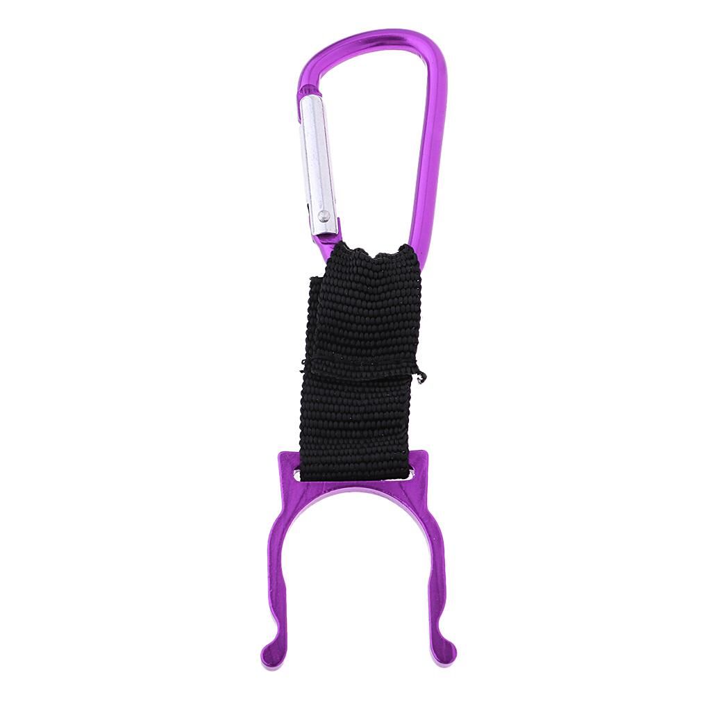 Lightweight Water Bottle Flask Carabiner Clip Holder With Purple