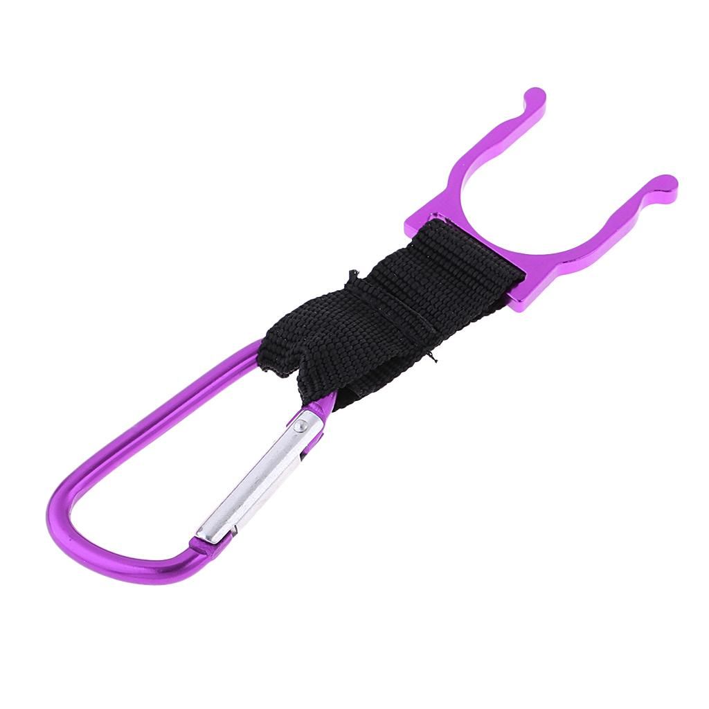 Lightweight Water Bottle Flask Carabiner Clip Holder With Purple